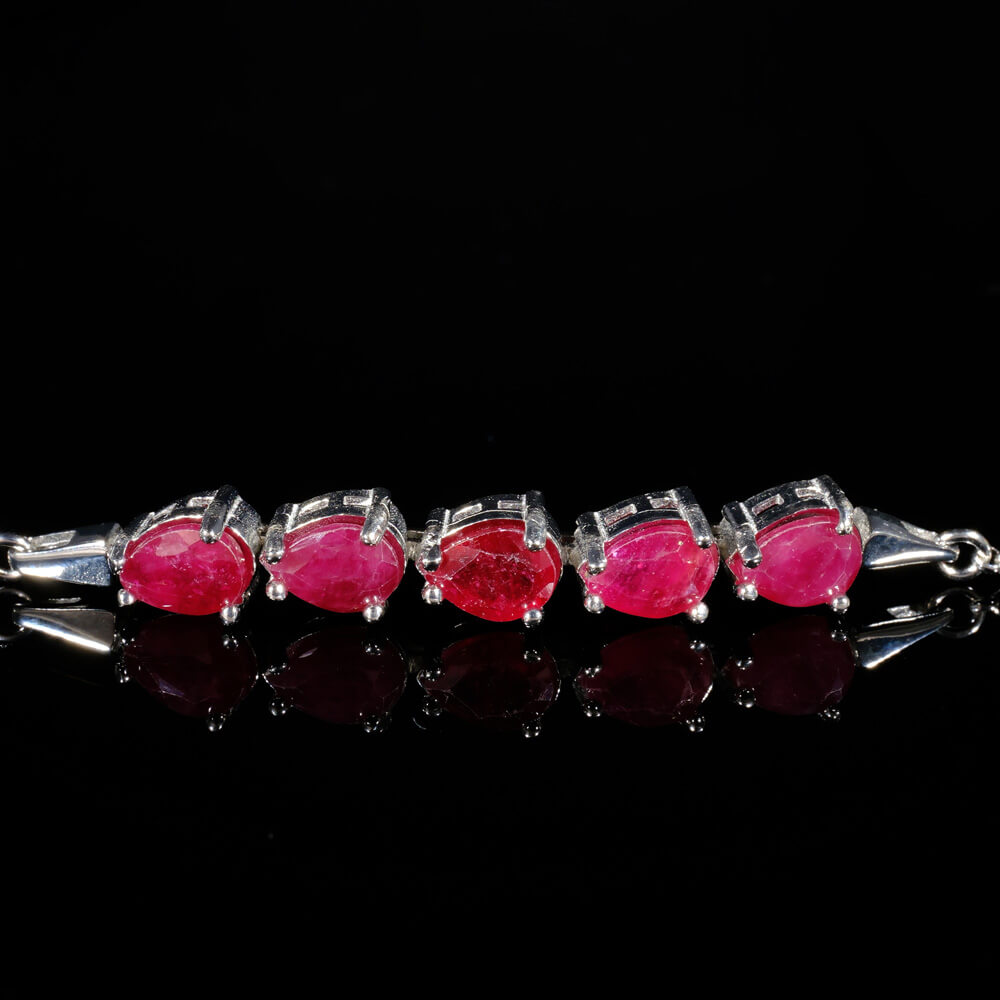 Ruby Natural Stone Silver Bracelet SBC-028 