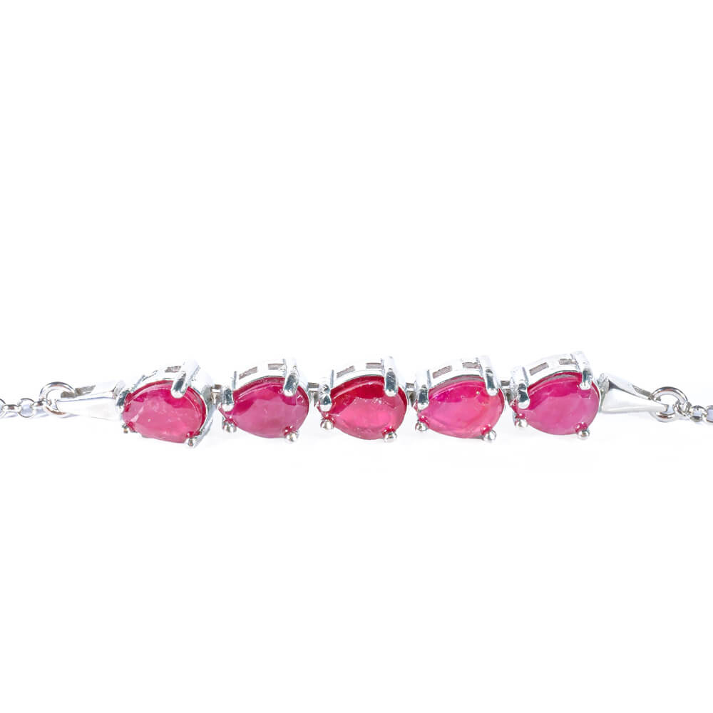 Ruby Natural Stone Silver Bracelet SBC-028 