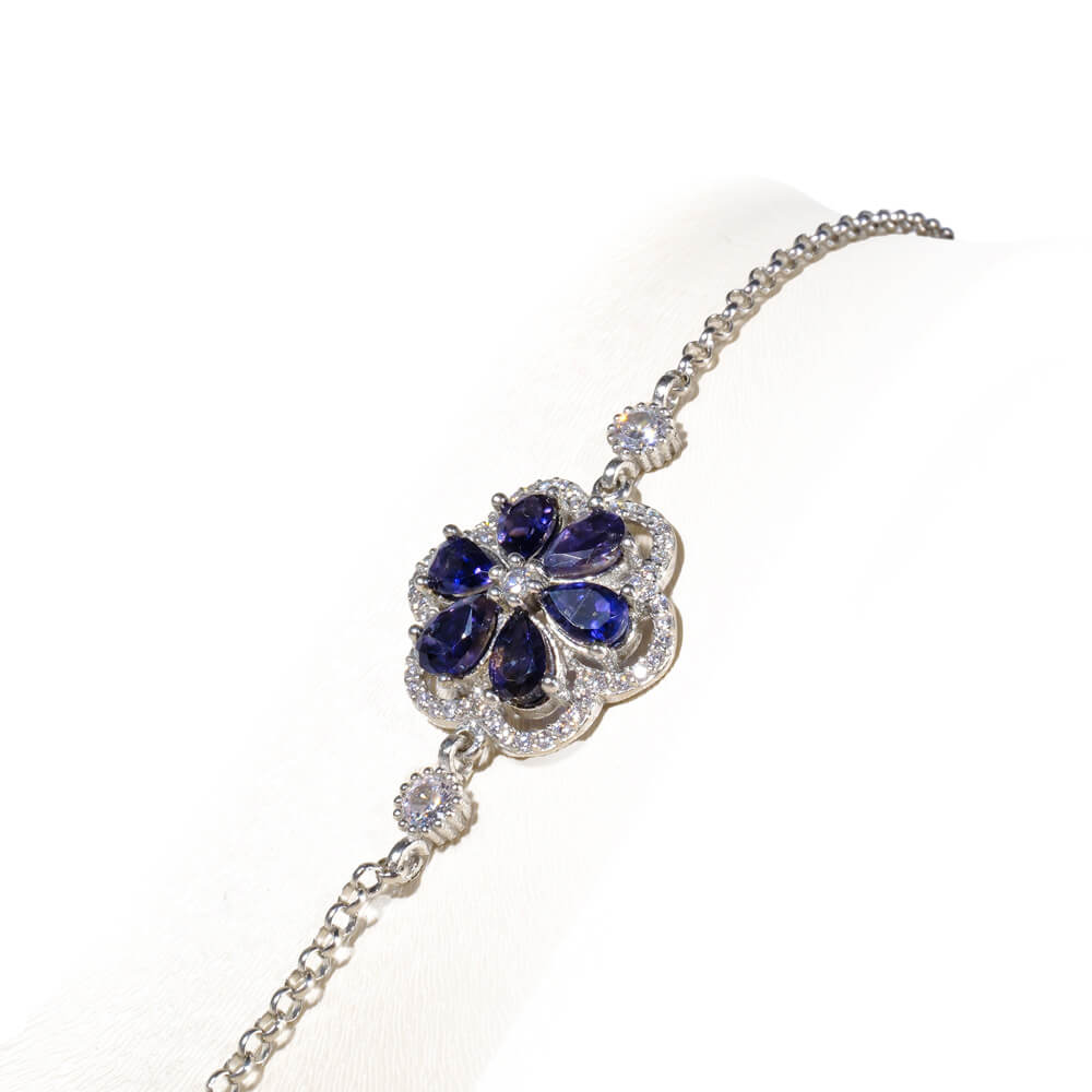 Sapphire Gemstone Silver Bracelet SCB-020 