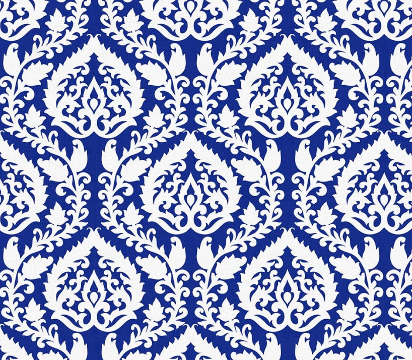 Blue and White Damask Patterned Fabric SCB-377