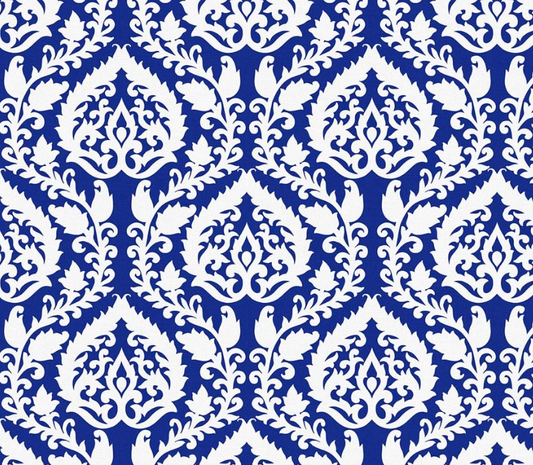 Blue and White Damask Patterned Fabric SCB-377