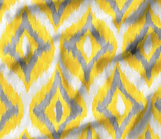 Yellow and Grey Diamond Ikat Patterned Fabric SCB-379