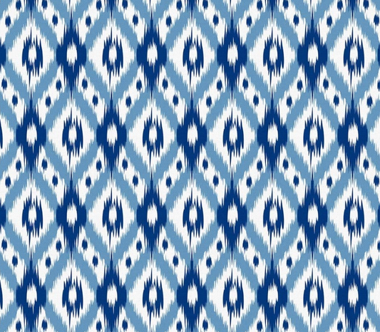 Blue Navy Diamond Ikat Patterned Fabric SCB-383