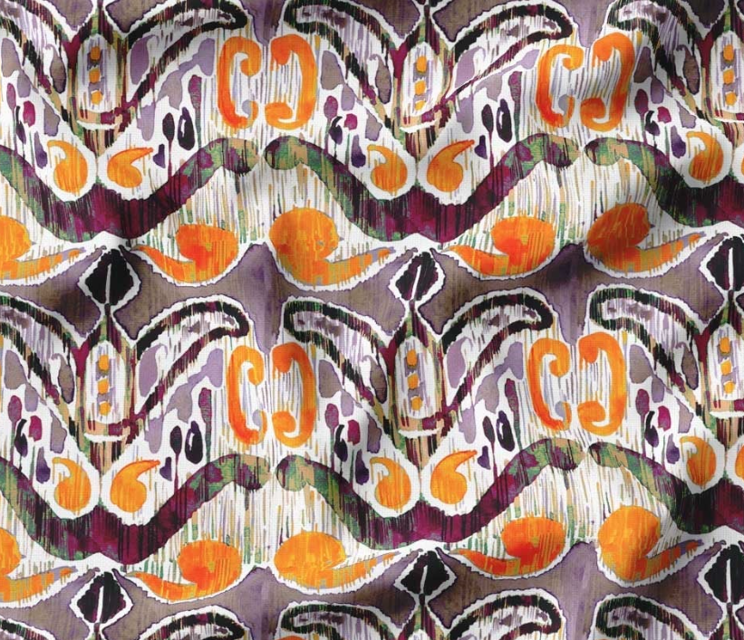 Orange Purple Ikat Patterned Fabric SCB-387