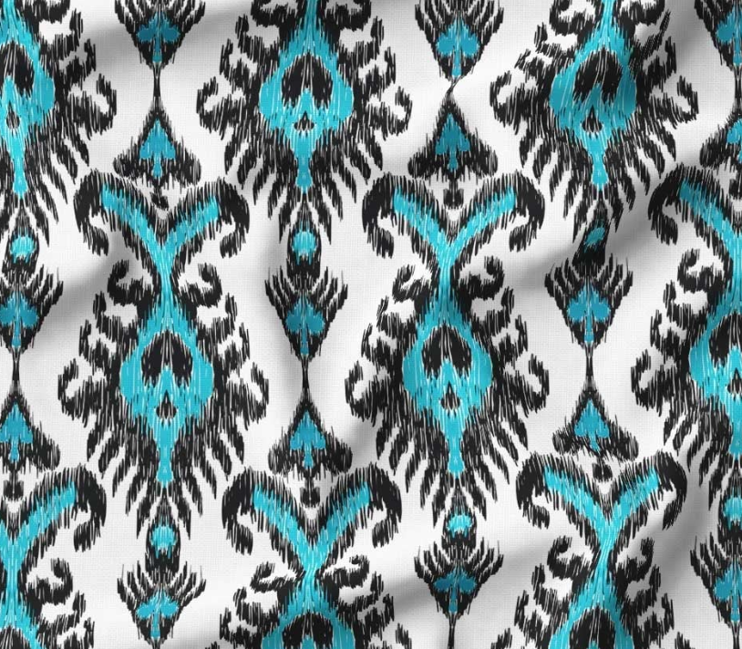 Turquoise Kilim Ikat Patterned Fabric SCB-388