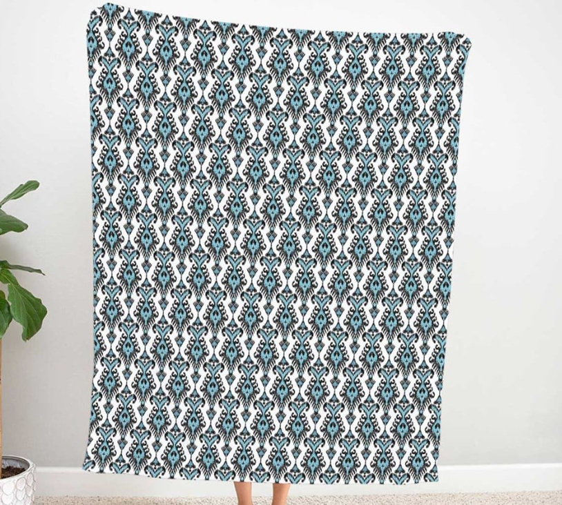 Turquoise Kilim Ikat Patterned Fabric SCB-388