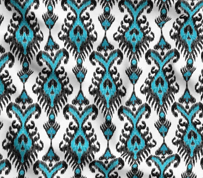 Turquoise Kilim Ikat Patterned Fabric SCB-388