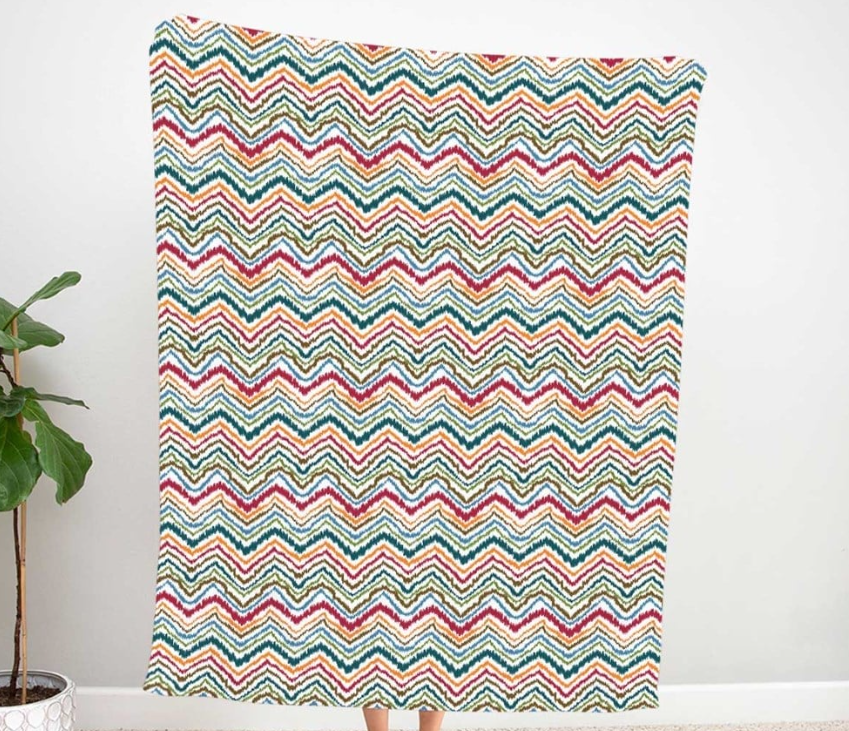 Ikat Colorful Zigzag Patterned Fabric SCB-403