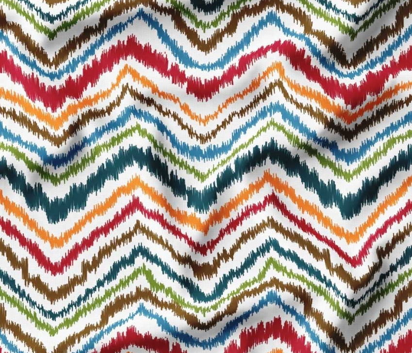 Ikat Colorful Zigzag Patterned Fabric SCB-403