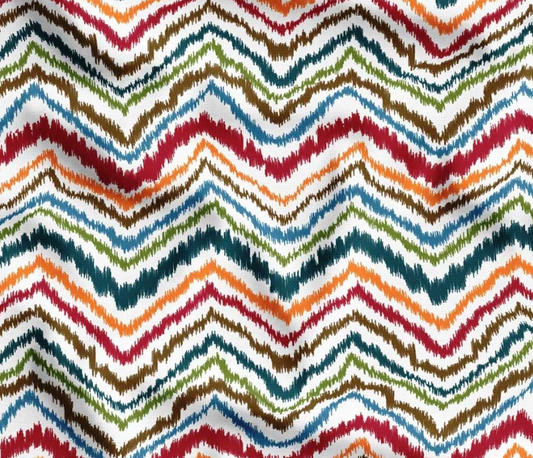 Ikat Colorful Zigzag Patterned Fabric SCB-403