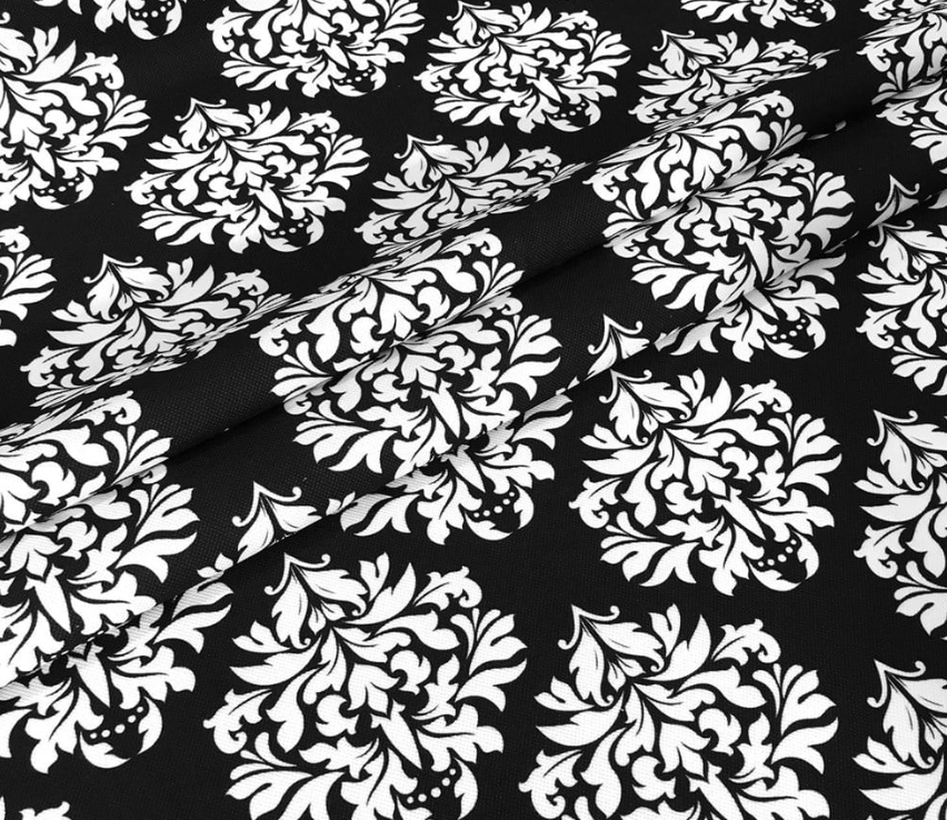 Black White Damask Patterned Fabric SCB-407