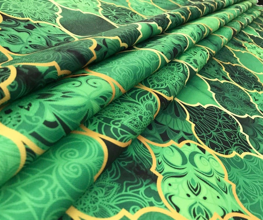 Emerald Gradient Moroccan Patterned Fabric SCB-416