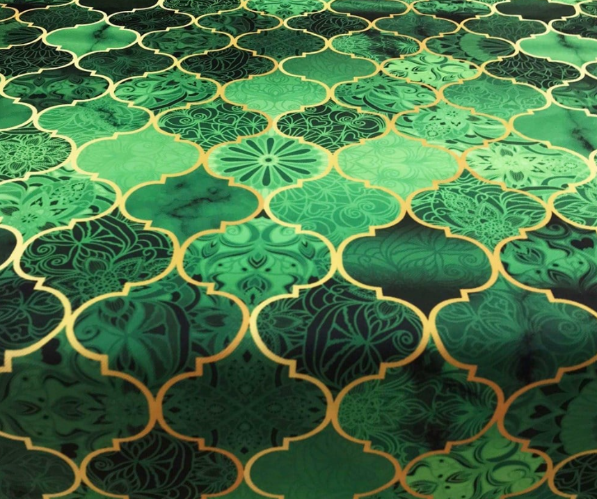 Emerald Gradient Moroccan Patterned Fabric SCB-416