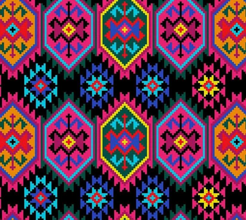 Vibrant Colorful Anatolian Kilim Patterned Fabric SCB-428