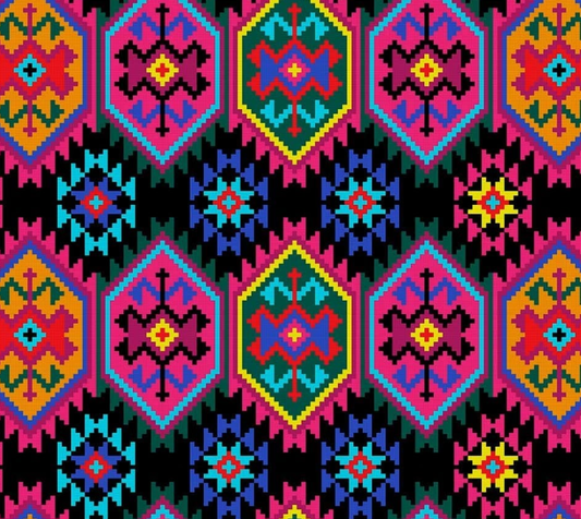 Vibrant Colorful Anatolian Kilim Patterned Fabric SCB-428