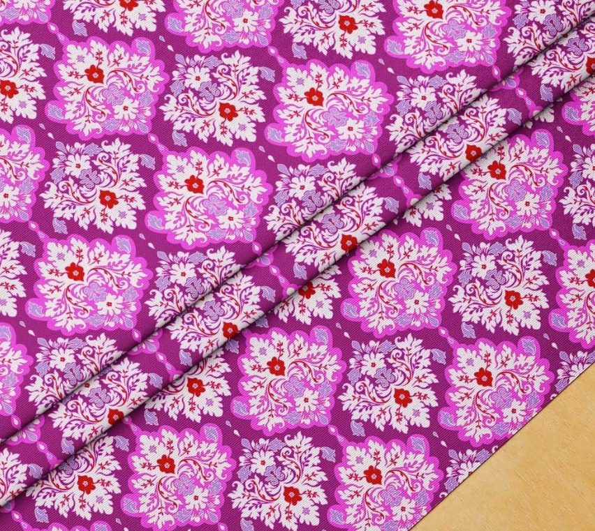 Modern Damask Floral Patterned Fabric (Pink) SCB-430