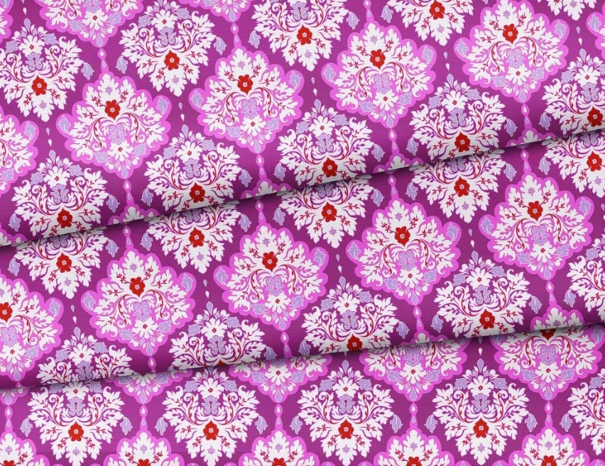 Modern Damask Floral Patterned Fabric (Pink) SCB-430