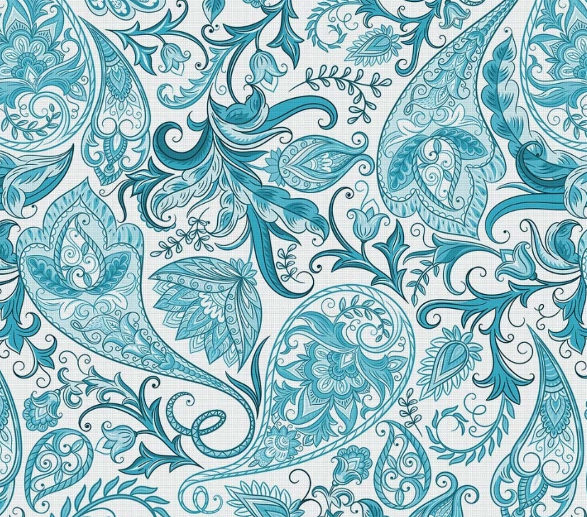 Turquoise Tile Paisley Patterned Fabric SCB-434