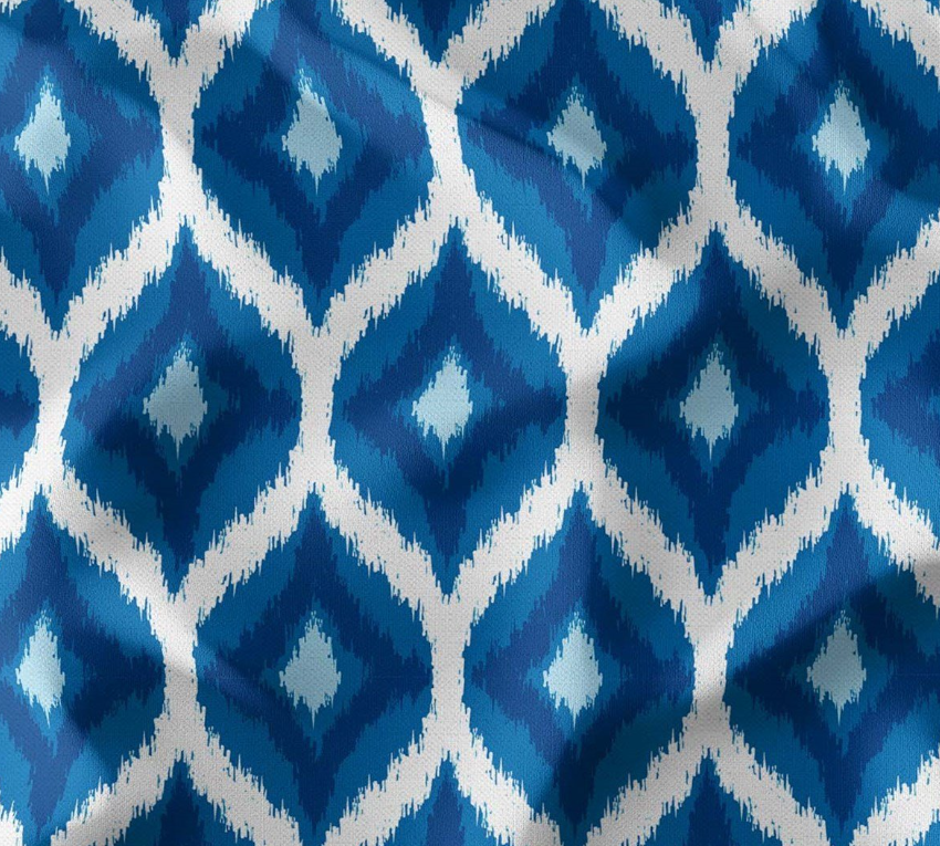 Blue Diamond Ikat Patterned Fabric SCB-437