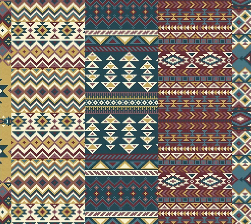 Colorful Aztec Kilim Patchwork Patterned Fabric SCB-451