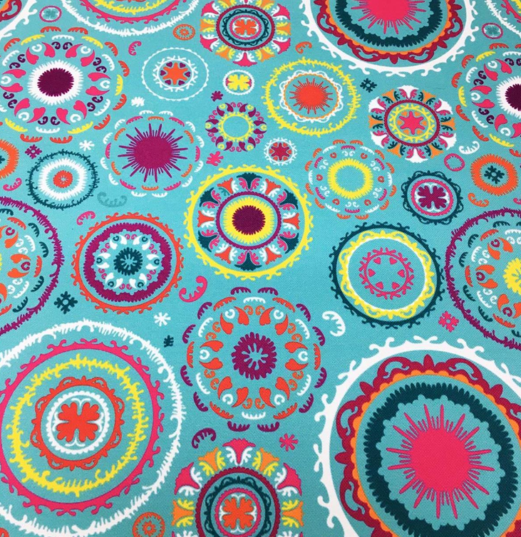 Turquoise Uzbek Star Motif Fabric SCB-452