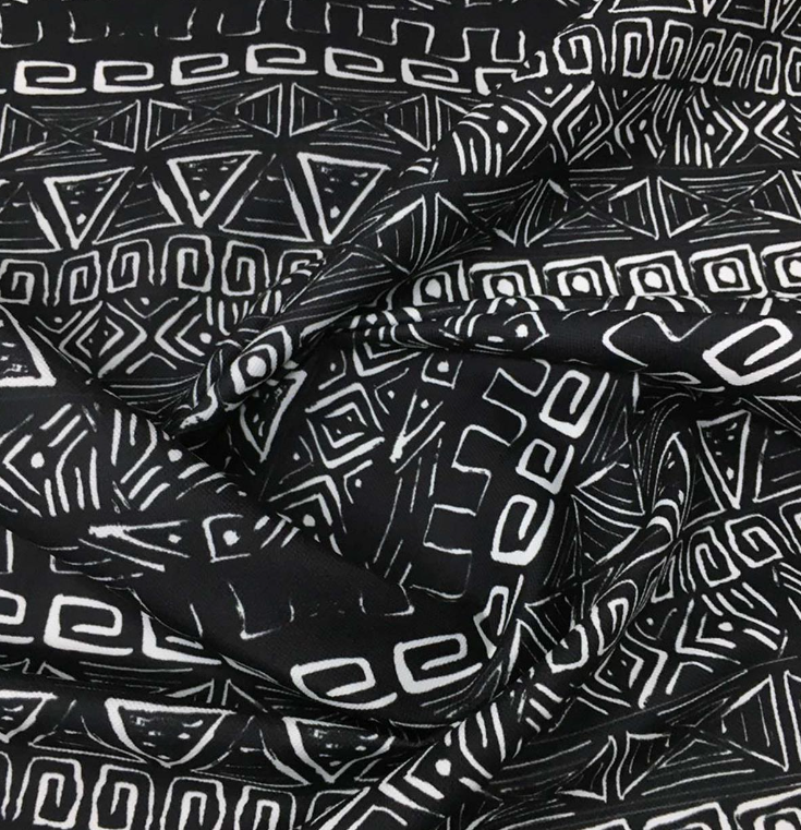 Black and White Vintage Aztec Patterned Fabric SCB-455