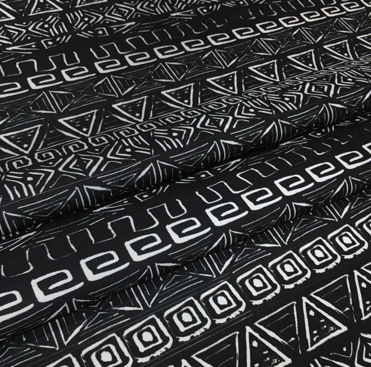 Black and White Vintage Aztec Patterned Fabric SCB-455