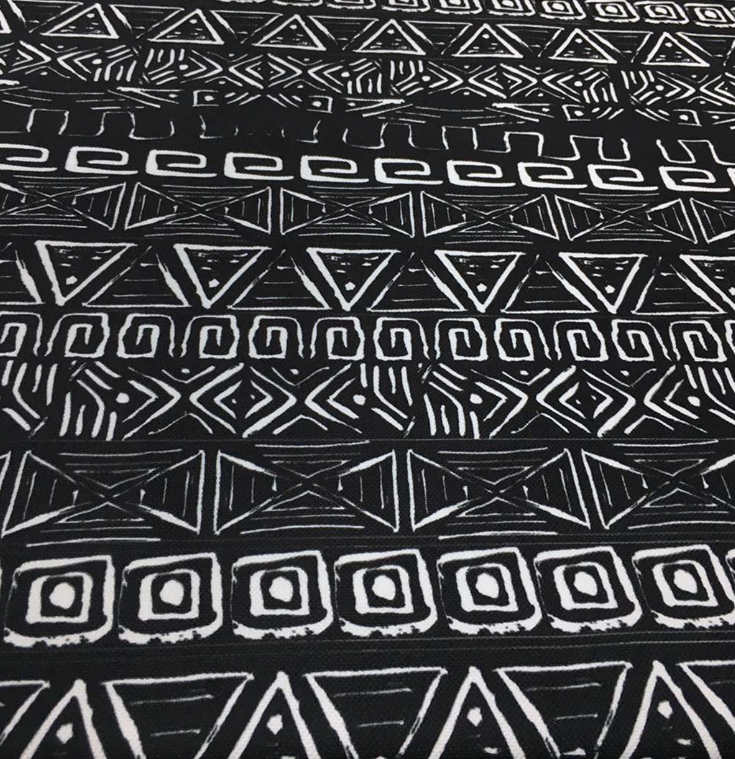 Black and White Vintage Aztec Patterned Fabric SCB-455