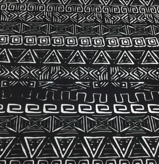 Black and White Vintage Aztec Patterned Fabric SCB-455