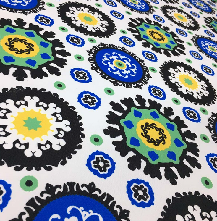 Blue and Black Uzbek Floral Patterned Fabric SCB-459