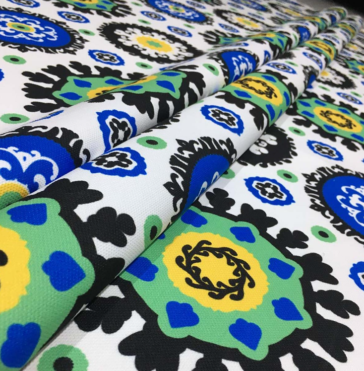 Blue and Black Uzbek Floral Patterned Fabric SCB-459