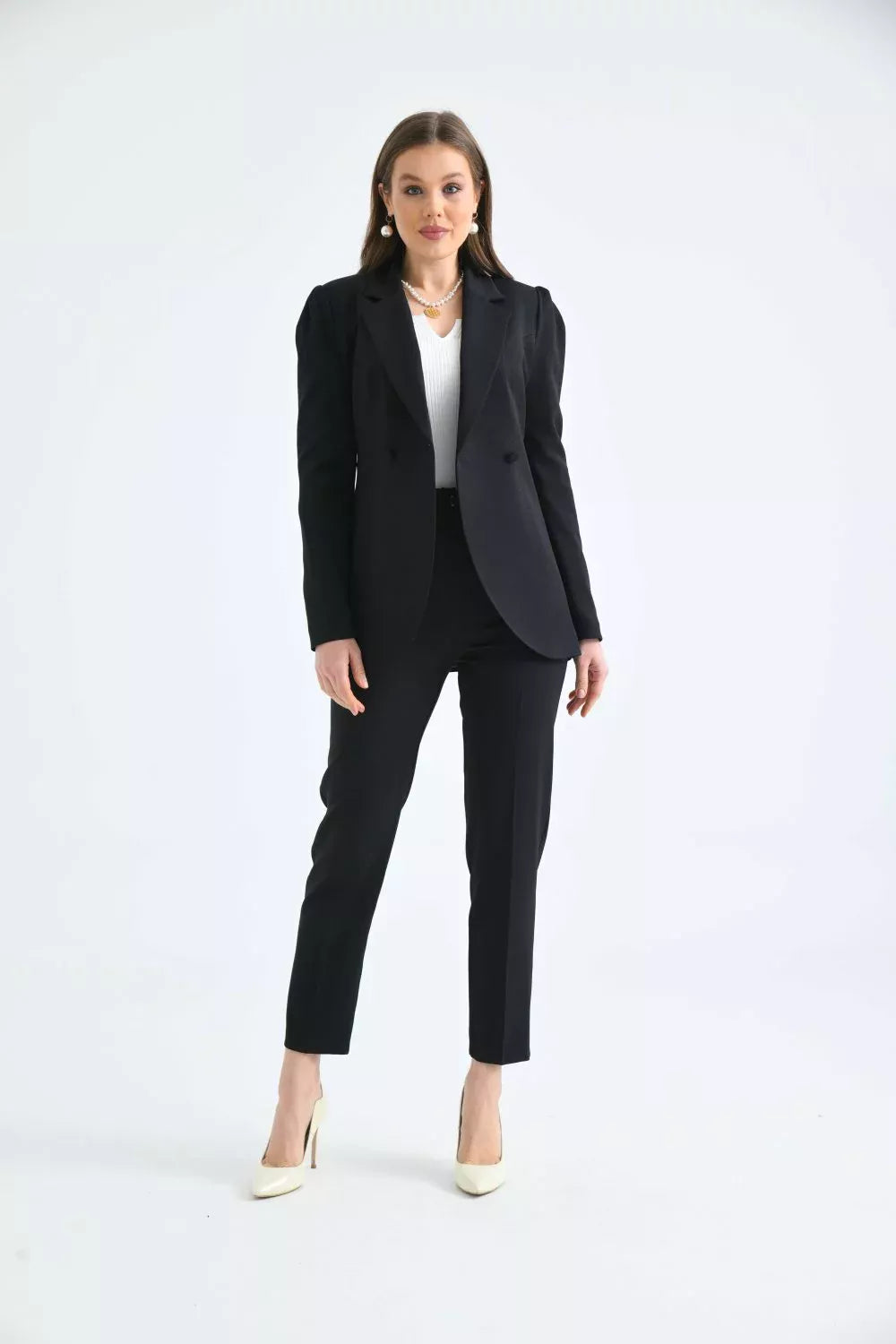 Shoulder Shirred Suit Black 