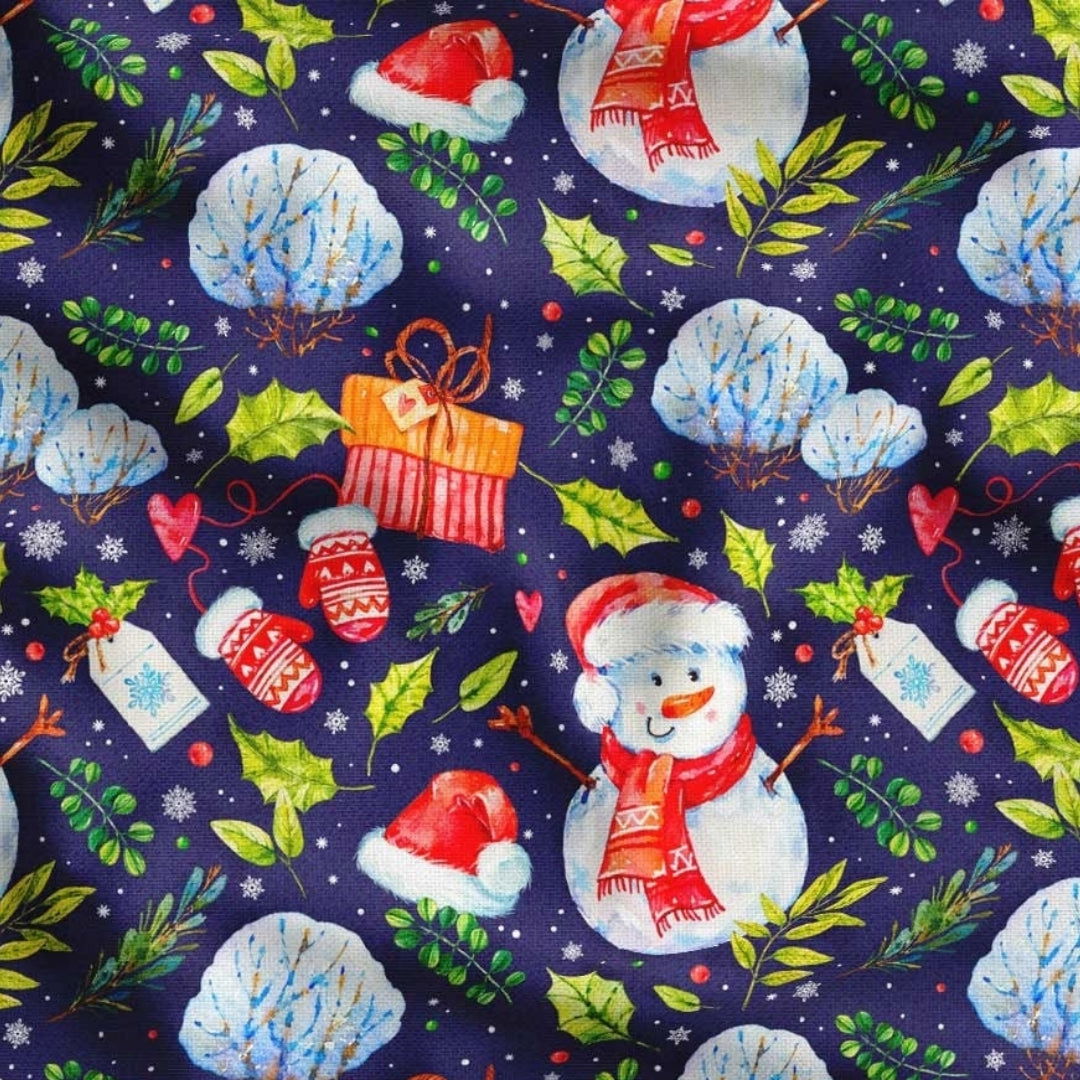 Snowman Patterned Christmas Fabric - SCB-F12352 