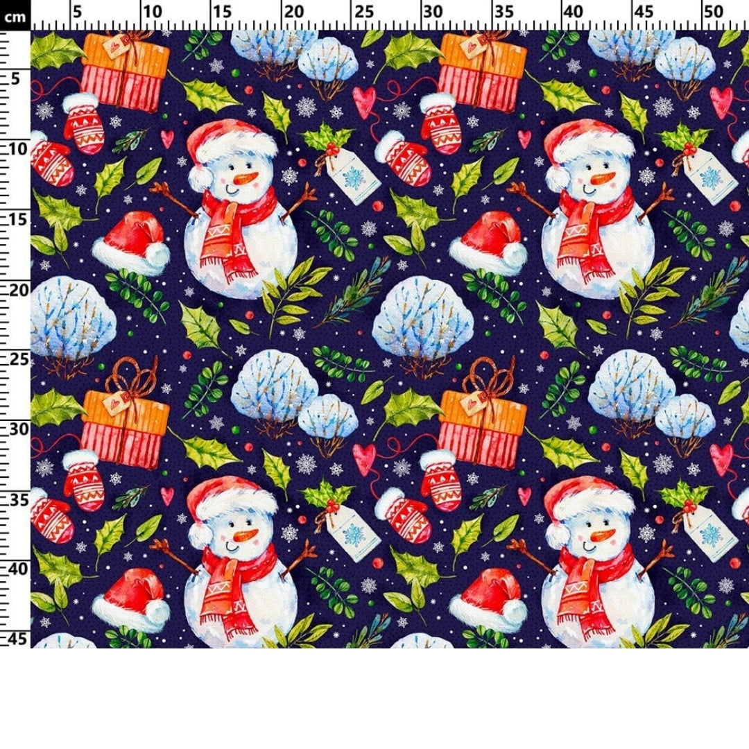 Snowman Patterned Christmas Fabric - SCB-F12352 