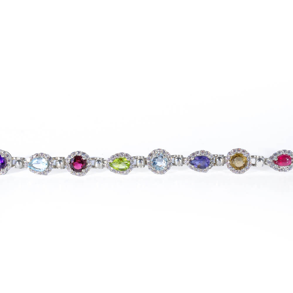 Special Mixed Gemstone Silver Bracelet SCB-015 