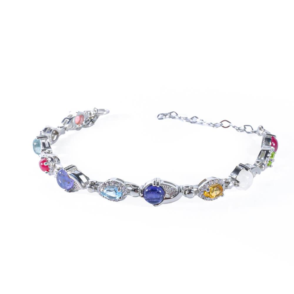 Special Mixed Gemstone Silver Bracelet SCB-016 