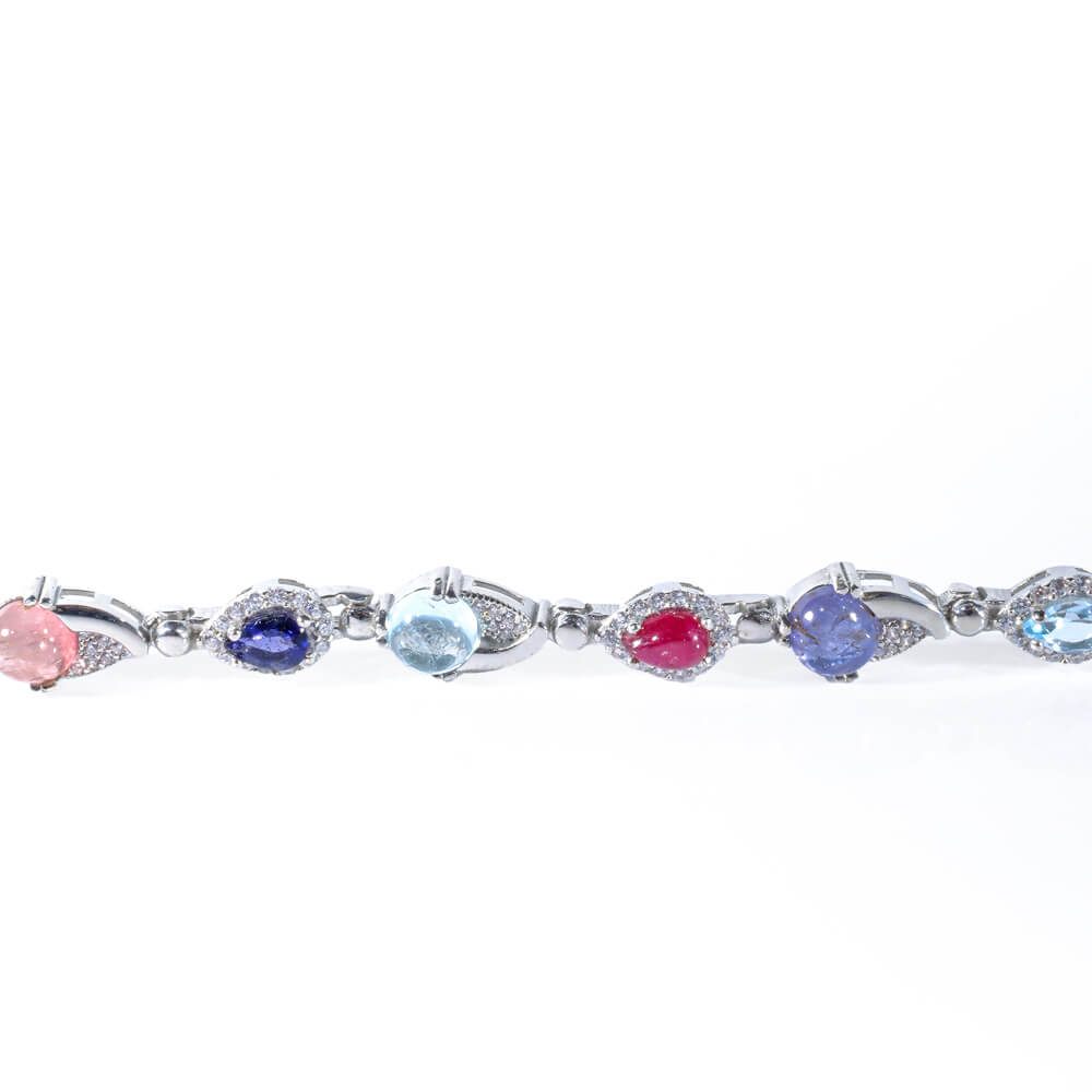 Special Mixed Gemstone Silver Bracelet SCB-016 