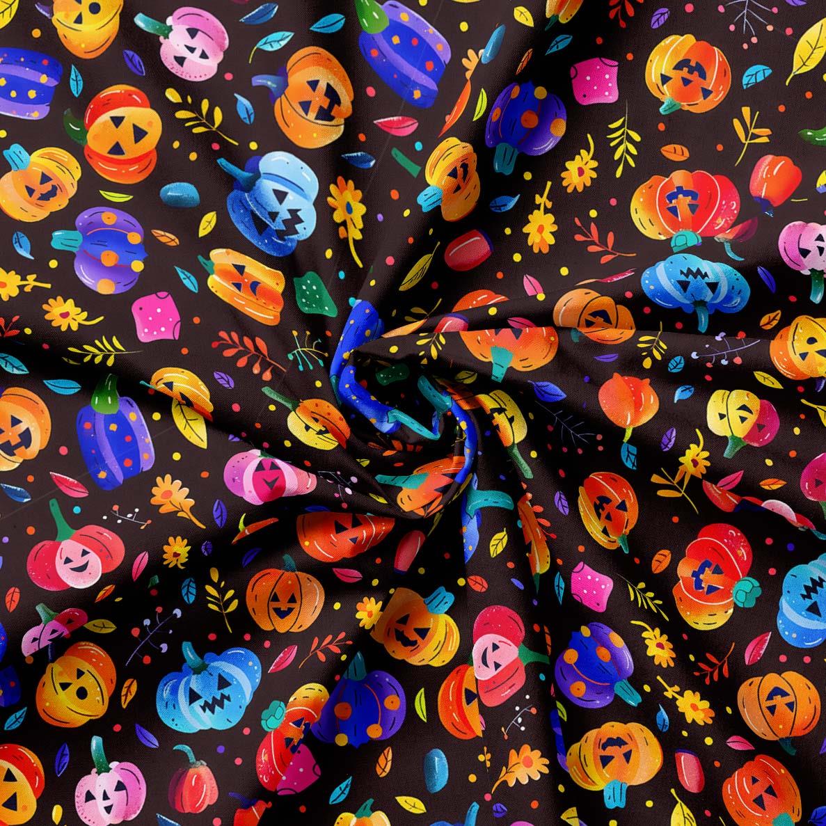 Spooky Pumpkins Halloween Patterned Fabric SCB058 