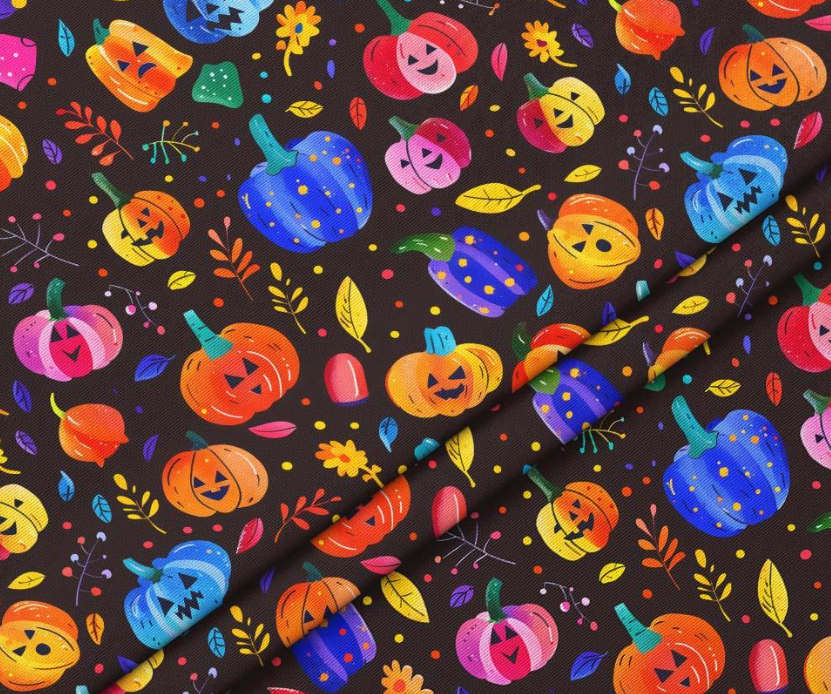 Spooky Pumpkins Halloween Patterned Fabric SCB058 