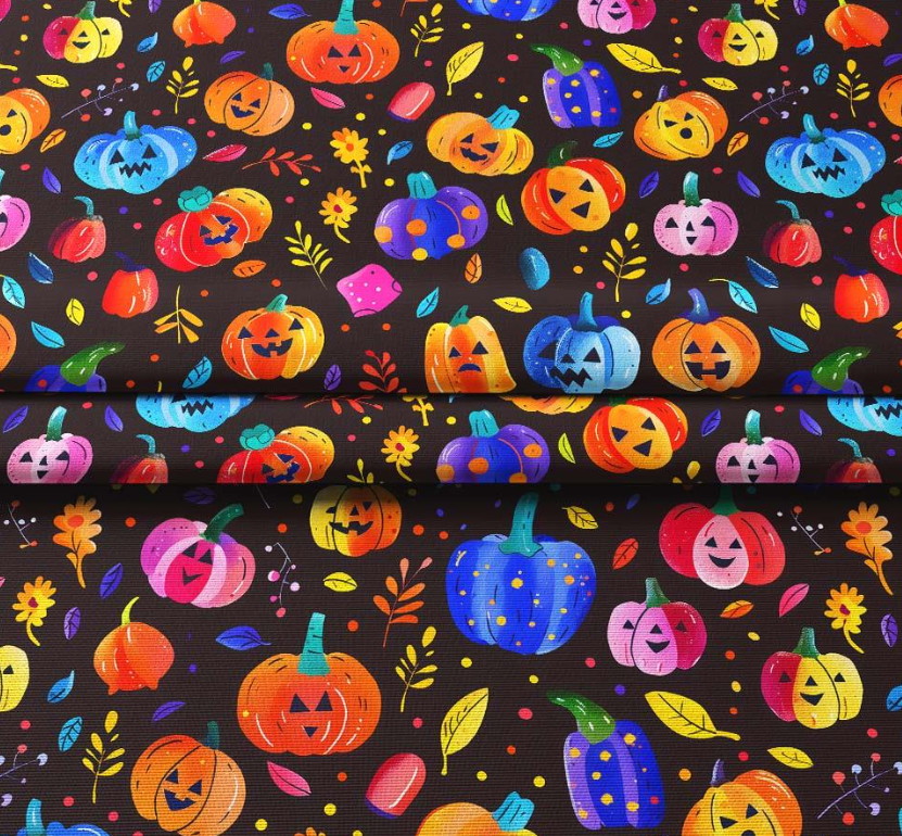 Spooky Pumpkins Halloween Patterned Fabric SCB058 