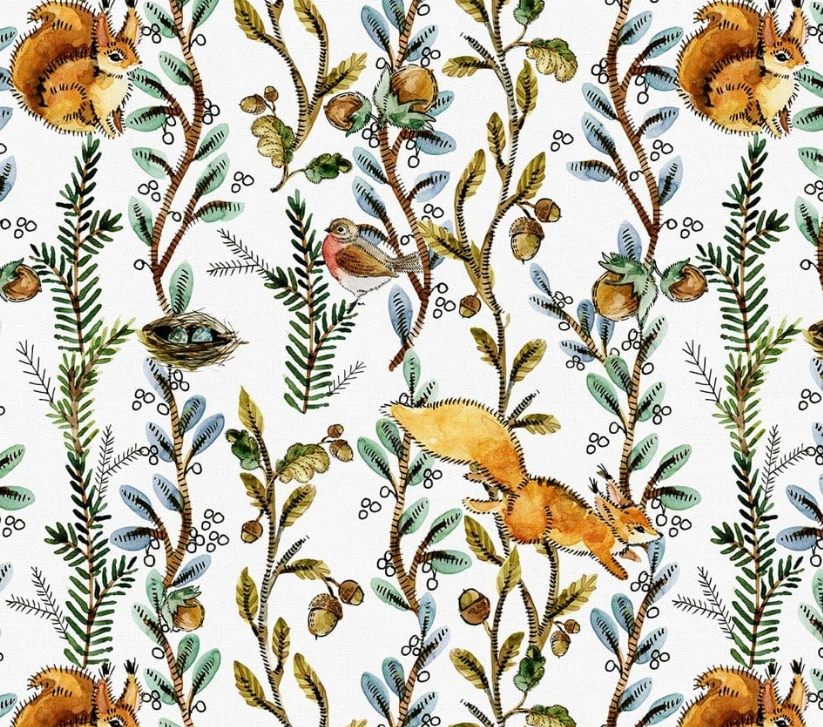 Squirrel Patterned Autumn Theme Fabric SCB-270 