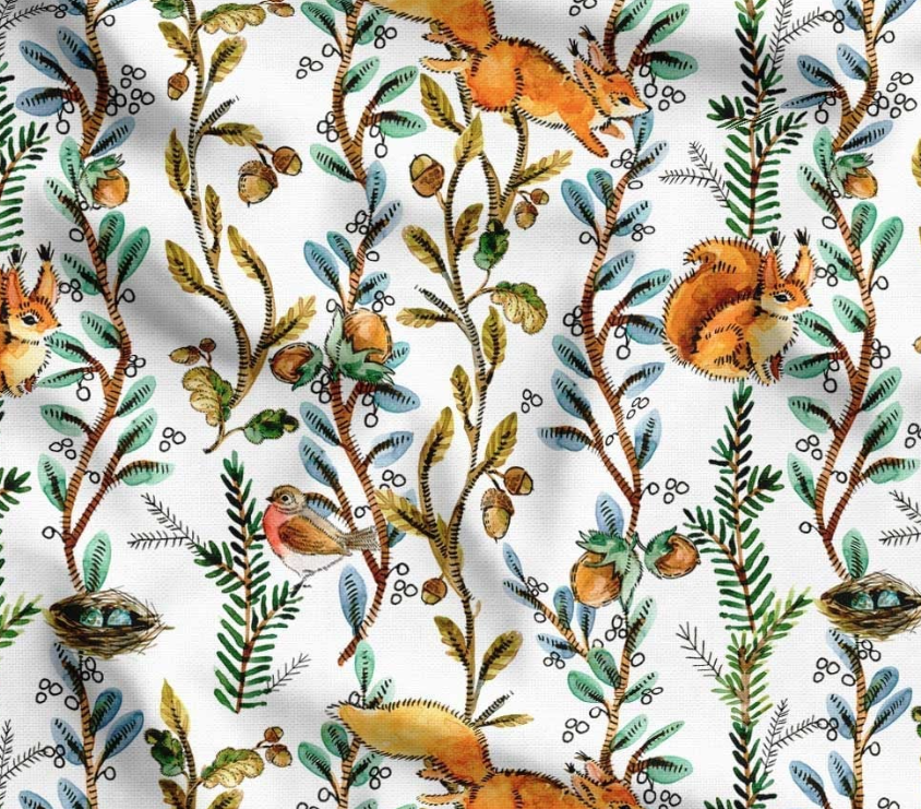 Squirrel Patterned Autumn Theme Fabric SCB-270 