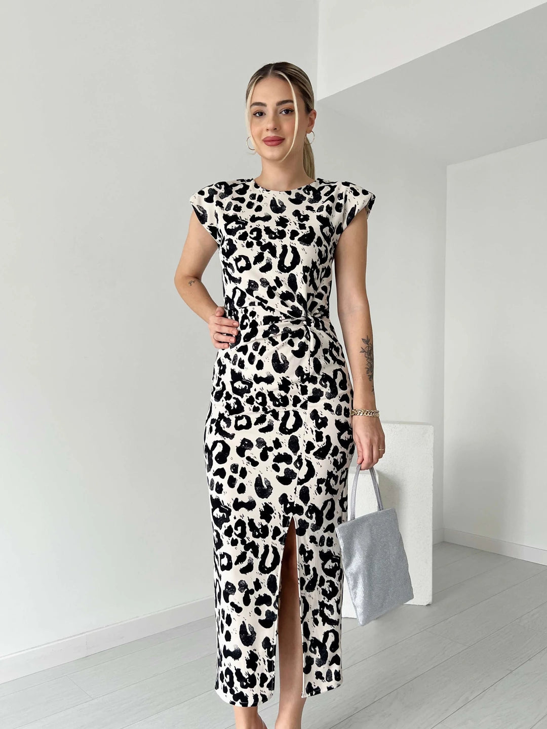 Stingray Leopard Print Dress-Black 