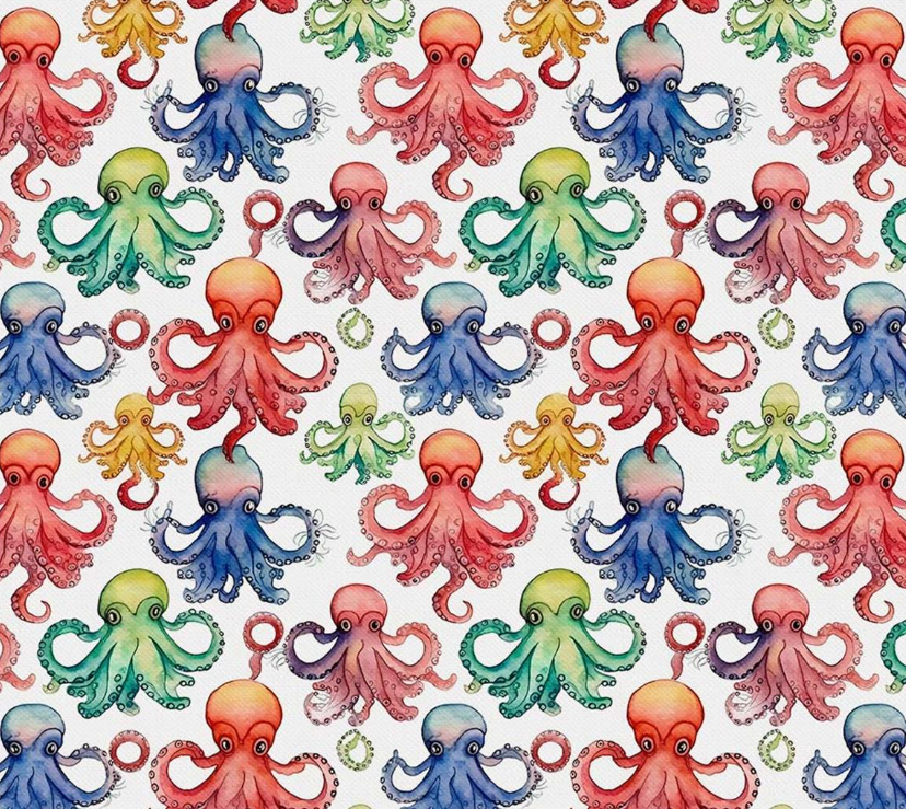 Surprised Octopuses Patterned Fabric SCB-277 