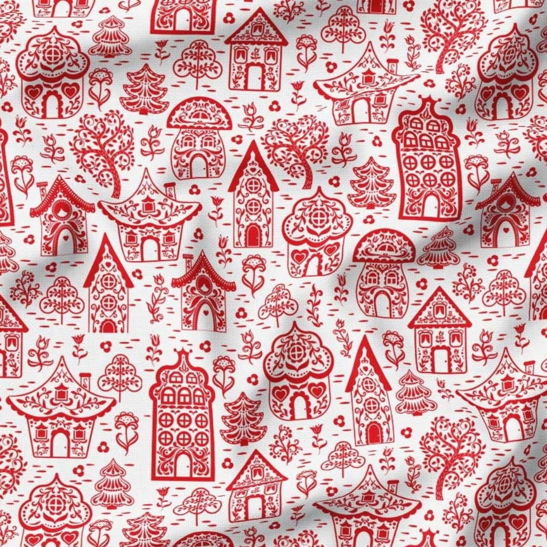 Tile Houses Patterned Fabric - SCB-F12351 