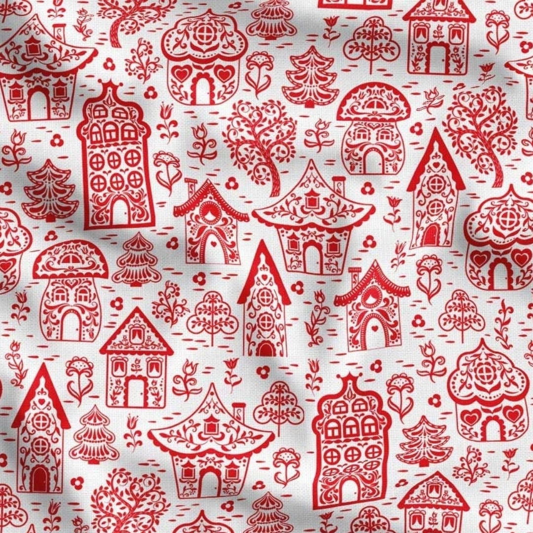 Tile Houses Patterned Fabric - SCB-F12351 