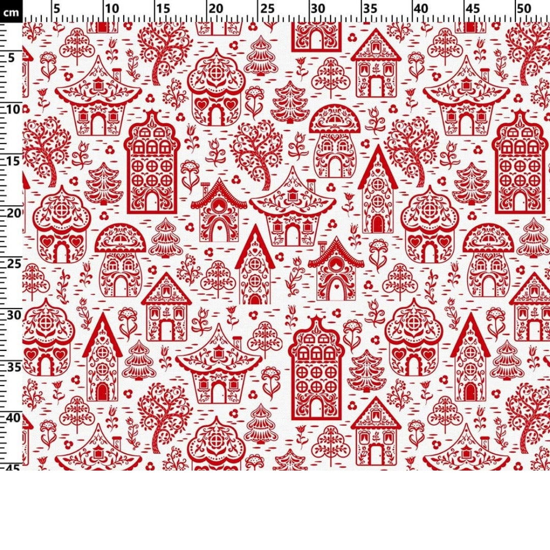 Tile Houses Patterned Fabric - SCB-F12351 