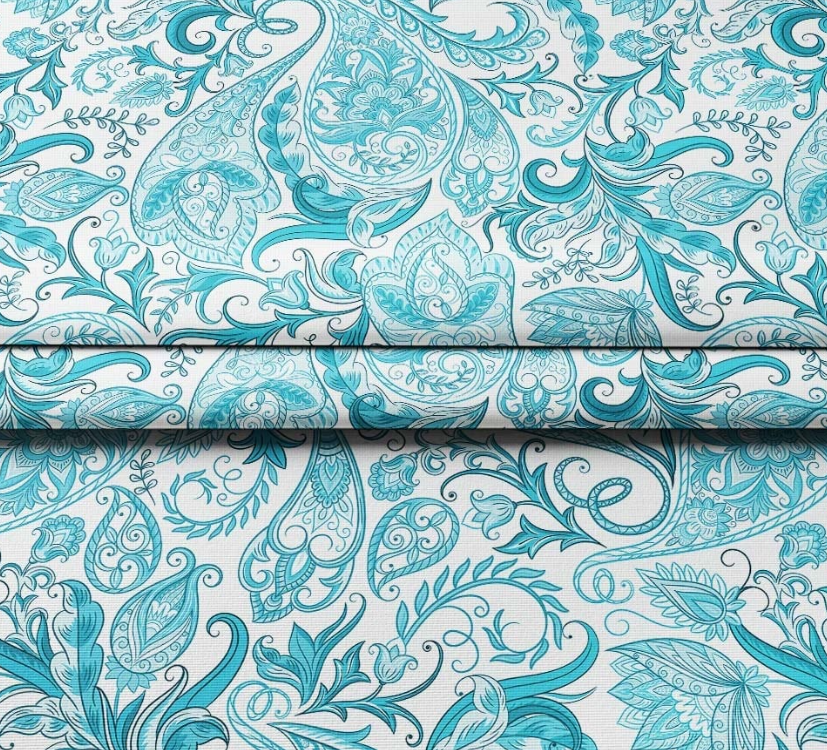 Turquoise Tile Paisley Patterned Fabric SCB-434 