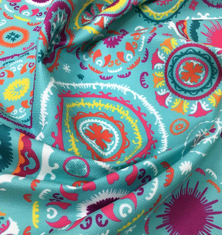 Turquoise Uzbek Star Motif Fabric SCB-142 