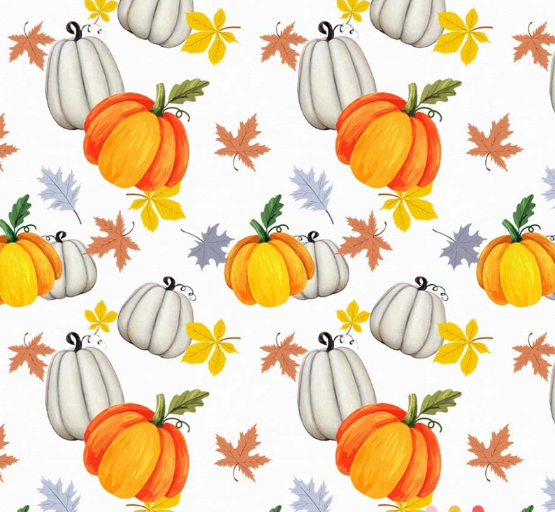 White Background Pumpkin Patterned Fabric SCB032 